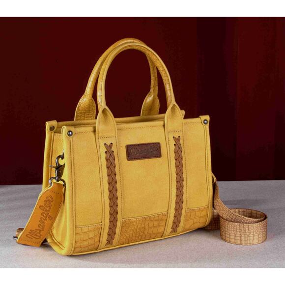 Wrangler Croc Print Tote/Crossbody - Mustard *NEW in Package* - Picture 1 of 5
